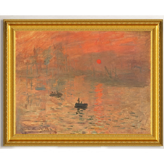 油画卧室客厅餐厅玄关装饰画简约挂画壁画美式欧式莫奈 日出印象