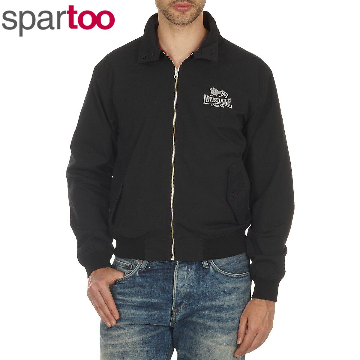 lonsdale龙狮戴尔男衣服夹克衫短外套黑色2024年新款英国品牌正品