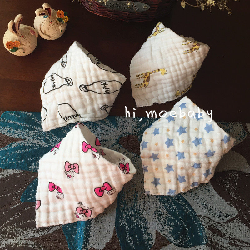 新生儿8层透气婴儿宝宝纯棉纱布按扣口水巾三角巾围嘴围兜无荧光,婴童用品,口水巾,淘宝优惠券,粉丝福利购,淘宝优惠卷