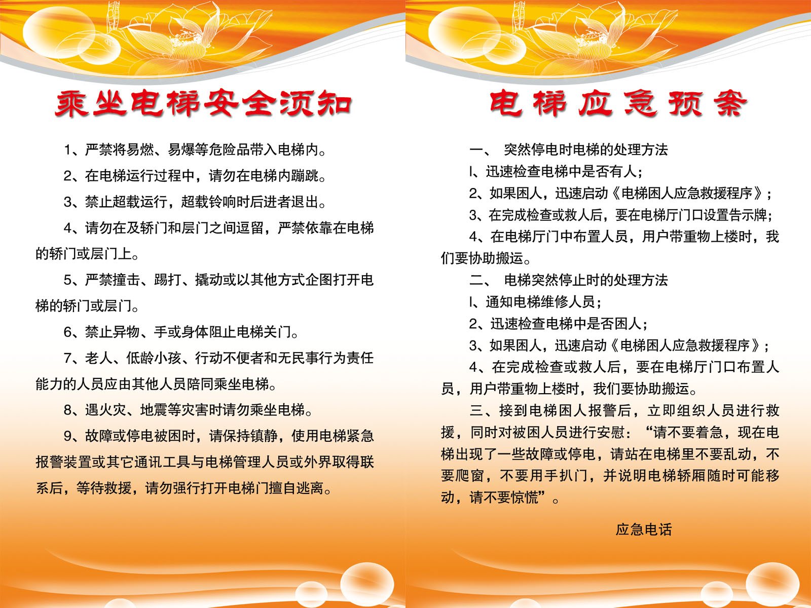197电梯安全须知应急预案208海报展板素材(制作)