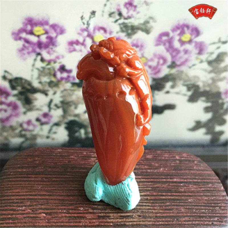 天然川料南红玛瑙貔貅吊坠雕件  火焰红瑞兽雕刻项坠
