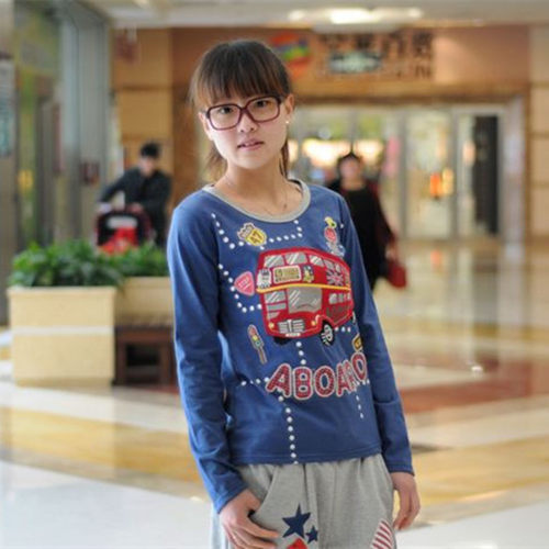 春秋夏季rough贴布大巴车长袖t恤