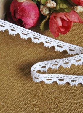 59D 客供 纯白色偏漂白色 睫毛狗牙棉线小花边0.8cm宽1.2元1米