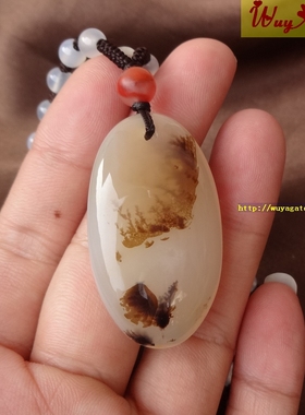 天然无烧海洋玉髓水草花吊坠复古