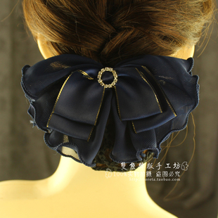 韩版头饰发饰品发夹绸带蝴蝶结职业头花发网网兜发卡顶夹盘发满包