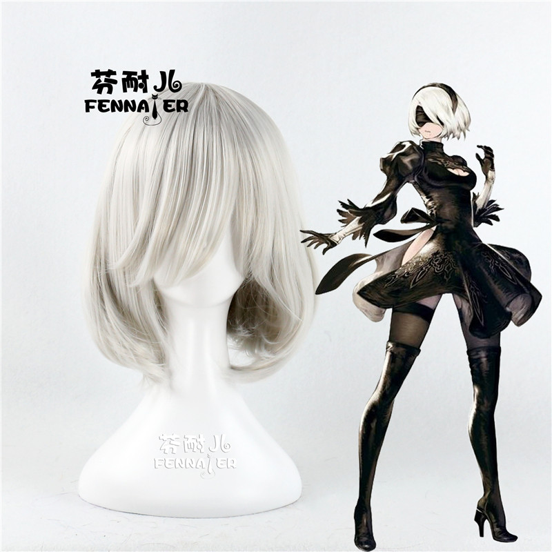 芬耐儿 尼尔机械纪元 2b小姐姐假毛 波波头短发 2b cos 假发银色
