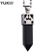 YUKI necklace of Black Onyx men''s short Korean version of domineering clavicle chain jewelry titanium steel pendant vintage pendant