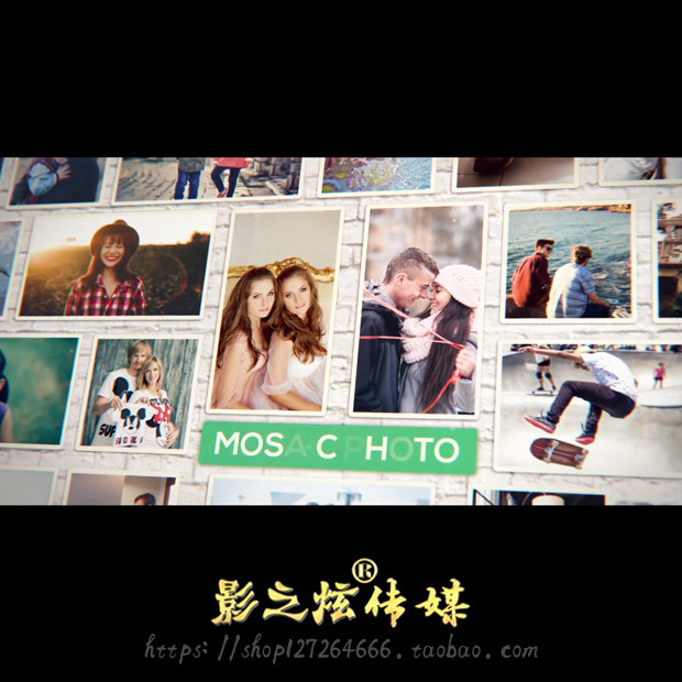 AE模板浪漫温馨多图片汇聚照片墙清新婚礼同学会毕业暖场视频片头