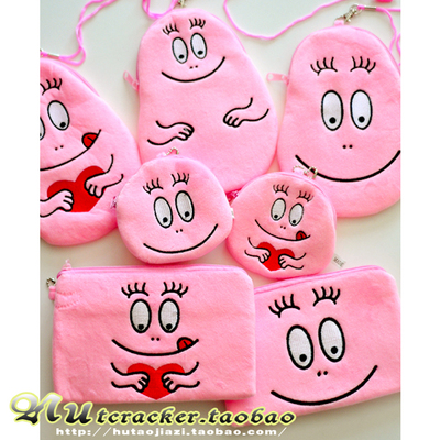 卡通粉红精灵挂脖子笔袋可爱挂绳