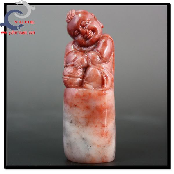 寿山石印章 金石篆刻 芙蓉石 神童献福印钮章随形章【裕和轩】A7