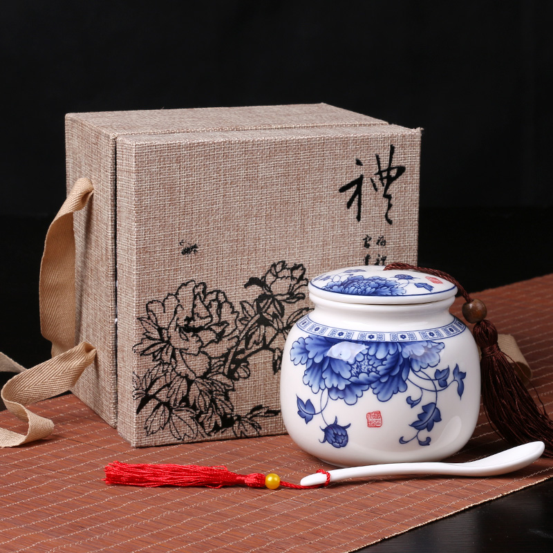 750ml陶瓷密封罐2斤装1000克蜂蜜膏方专用罐硅胶口液体罐花蜜罐子