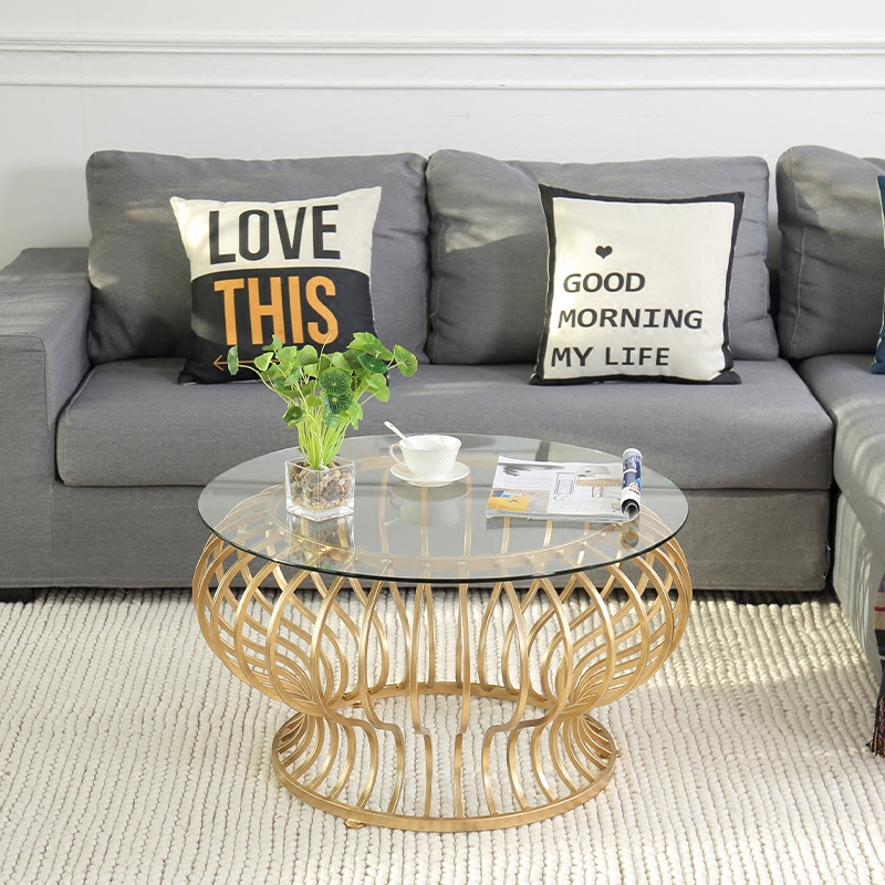 北欧茶几铁艺钢化玻璃桌面简约现代圆形客厅时尚沙发桌创意个性桌