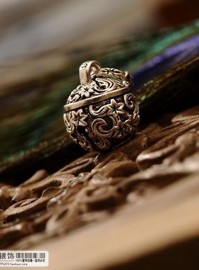 泰国银饰玲珑瑞丽风小铃铛吊坠