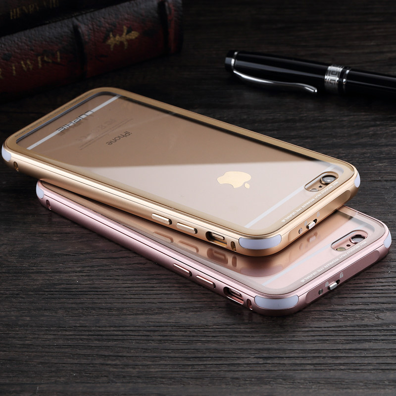 Luphie iGlass Airframe Aluminum Bumper Air Barrier Tempered Glass Back Case Cover for Apple iPhone 6S/6 & iPhone 6S Plus/6 Plus