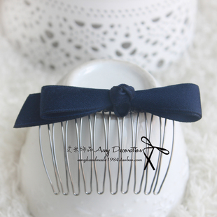 手工蝴蝶结发饰别刘海密齿发梳插梳韩国发饰发卡布艺盘发插梳子