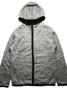 乐天BABY*外贸美单 10-12岁男童浅灰色连帽拉链绒衫外套