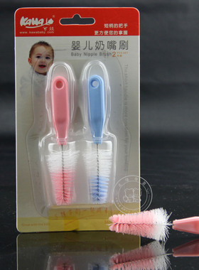 可娃95075 婴儿可旋转式抗菌奶嘴刷清洗奶嘴刷两件套