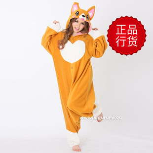 日本SAZAC 爱情公寓可爱 吉祥物小狗 连体睡衣 情侣家居服睡衣女