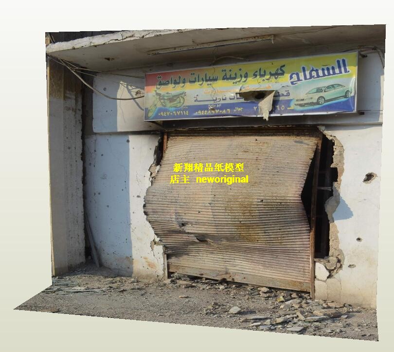 1比6 12寸兵人 叙利亚战场巷战街角建筑废墟   人偶模型场景地台