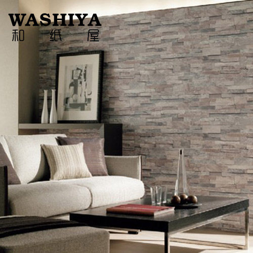 【和纸屋】现代青石板砖纹客厅电视墙 进口日本墙纸壁纸 按米卖