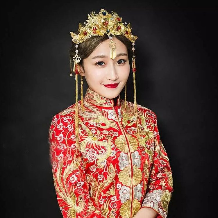 新娘古装头饰中式秀禾服发饰套装结婚凤冠饰品龙凤褂配饰婚礼首饰