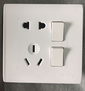 深圳奇胜Q2系列墙壁明装暗装开关插座两位单控带二三插座双开五孔