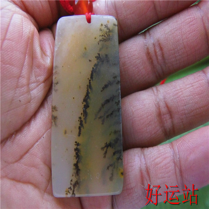 促销黄龙玉原石水草花吊坠玉石挂件宝石风景牌玉坠珠宝首饰收藏品