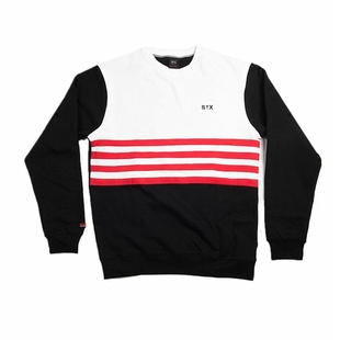 条纹卫衣基础款 StreetX CREWNECK PANEL 加绒秋冬厚卫衣潮牌