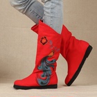 Old Bắc Kinh vải boots gió quốc gia thêu khởi động mùa xuân và mùa thu khởi động duy nhất retro lớp dưới tăng phụ nữ khởi động bông khởi động