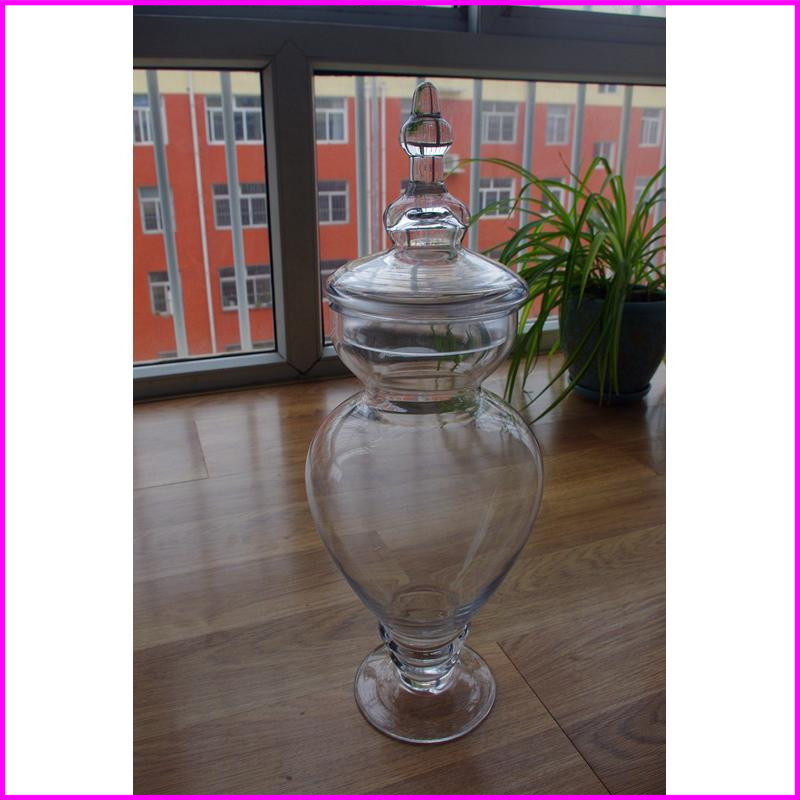 经典欧式带罩透明玻璃糖果罐 果盘 大号果斗 居家会所糖果罐摆件