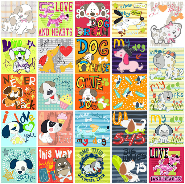 矢量设计素材 卡通可爱狗狗宠物海报T恤背景模板 EPS格式