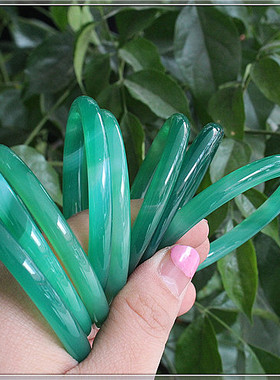 翠绿色超薄儿童玉髓玛瑙手镯包邮