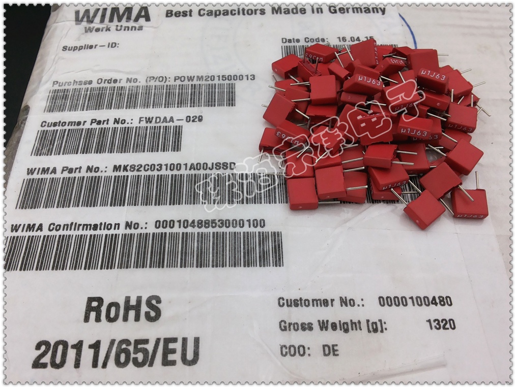 进口德国 0.1uF 63V WIMA威马 MKS2 104 薄膜电容 p5
