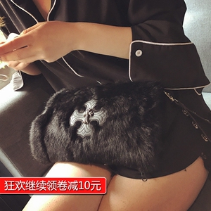 CYST潮牌热水袋皮草毛绒暖手宝双插手防爆充电 暖宝 热宝手腰宝