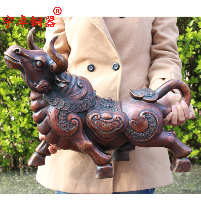 宇卓铜器铜牛家居装饰工艺品摆件  纯铜牛黄铜牛