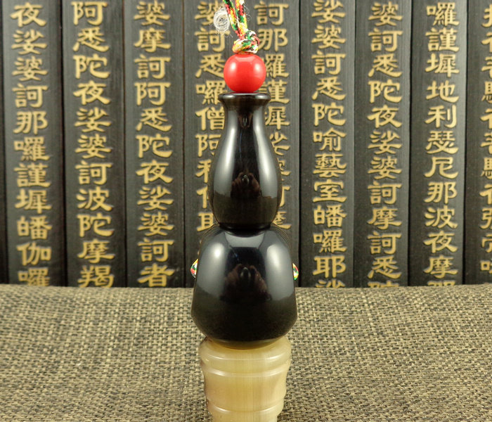 百搭款水滴形/观音塔 25&times;22mm黑牦牛角藏式佛头/文玩DIY星月配件