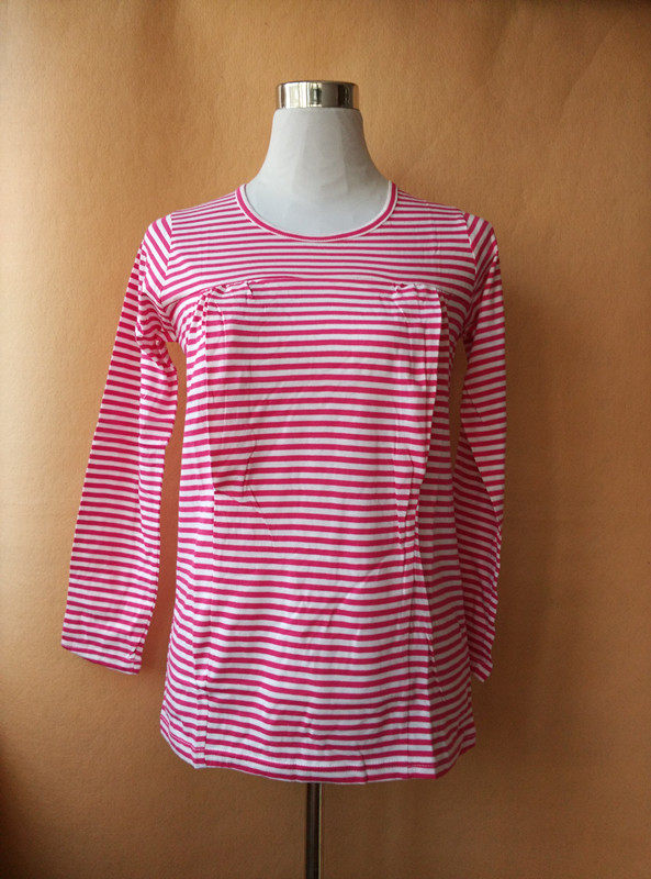 原 红白条纹 哺乳衫 长袖外出打底 月子服 喂奶衣 多省2件包邮