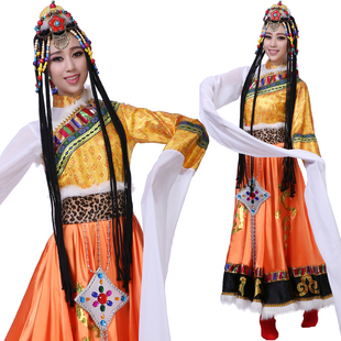 西藏舞蹈服装演出服女藏装女新款藏族大摆裙民族风舞台表演服定制