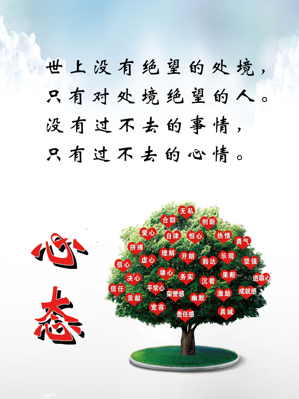 751海报印制展板写真喷绘357企业单位心态励志标语图心态树积极树
