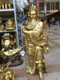 大号纯铜关公铜像 财神家居摆件 武财神关公像 大刀 高1米 特大号