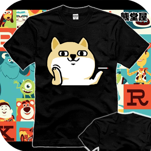 纯棉T恤短袖衣服神烦狗柴犬精神污染摸鱼doge脸可爱表情包