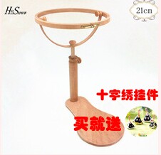 新款圆形实木加固台式可调多功能苏刺十字绣花架子绣框直径21CM