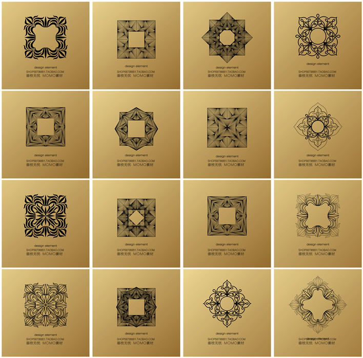 A3417矢量art deco风格欧式花纹边框LOGO模板 AI设计素材