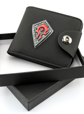 魔兽世界钱包 合金标志磨沙黑色真皮朋克钱包  英雄联盟魔兽电影