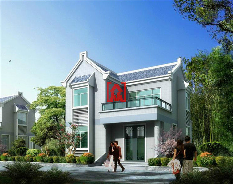 二层/两层新农村自建房中式住宅别墅房屋设计cad施工图效果图8x9