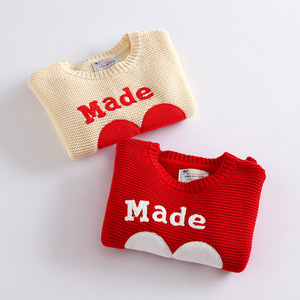 春秋外贸童装女童女宝宝针织加厚圆领套头衫毛衣打底衫外套