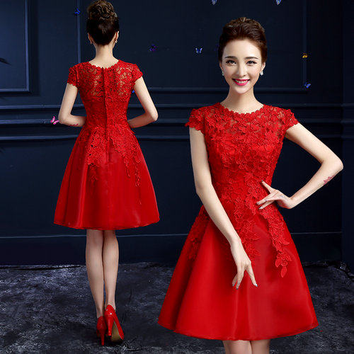 婚纱礼服2017新款新娘结婚礼服短款蕾丝包肩韩版礼服新娘敬酒服