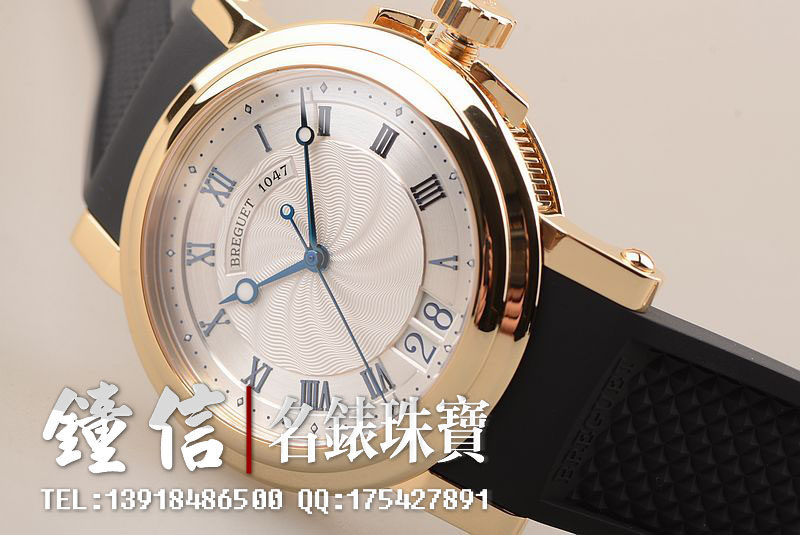 已售出【98新】宝玑黄金航海家大三针自动机械胶带男表5817BA/12/9V8