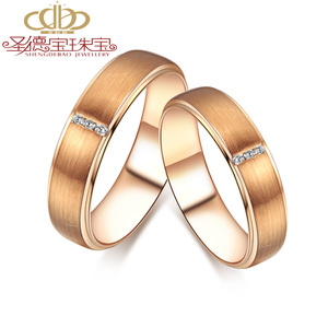 圣德宝18K玫瑰金钻石对戒女款 群镶结婚宽版钻石情侣钻戒单钻