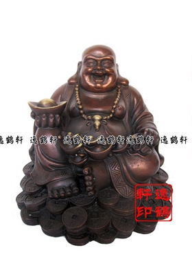 摆件佛堂弥勒佛祥狮铜慈祥